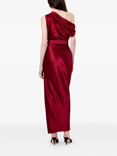 Nicholas Eartha One-shoulder Belted Maxi Dress In Red