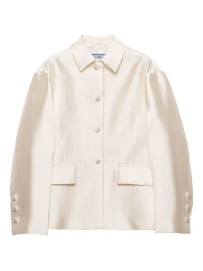 Prada Silk-wool Single-breasted Evening Jacket In Neutral