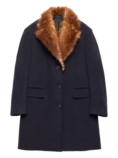 Prada Women's Single-breasted Cloth Coat In Blue