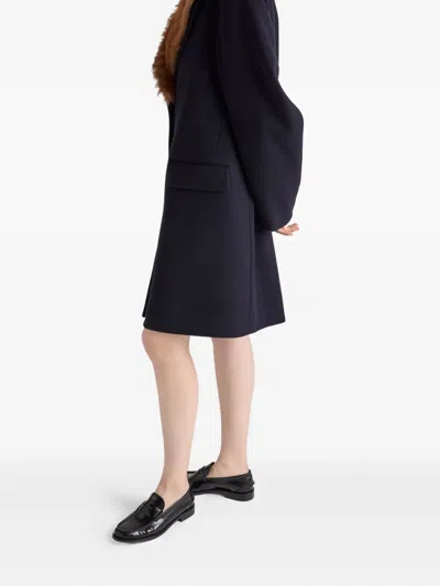 Prada Women's Single-breasted Cloth Coat In Blue