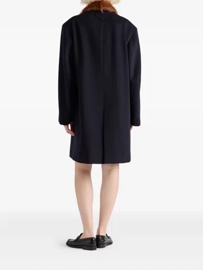 Prada Women's Single-breasted Cloth Coat In Blue