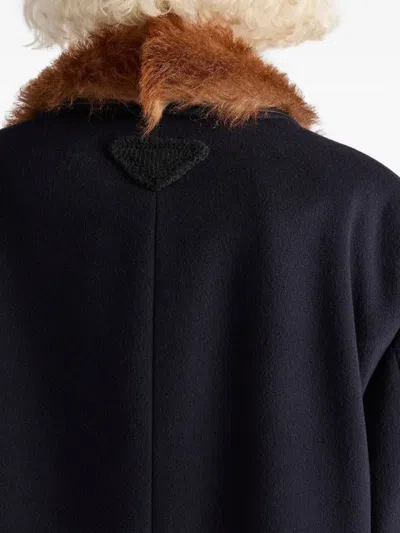 Prada Women's Single-breasted Cloth Coat In Blue