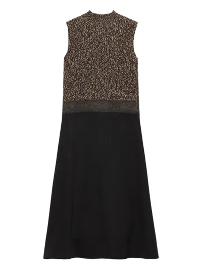 Prada A-line Sleeveless Wool Blend Dress In Black