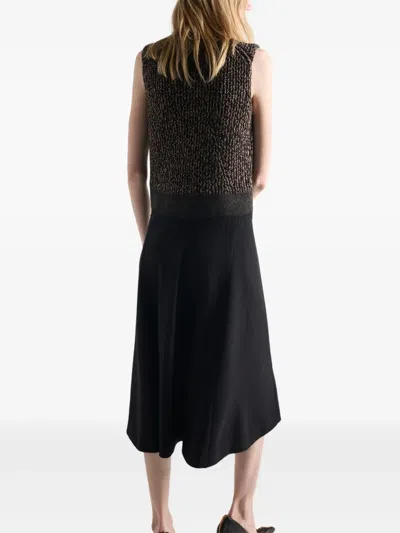 Prada A-line Sleeveless Wool Blend Dress In Black