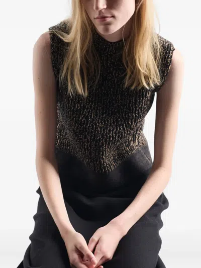 Prada A-line Sleeveless Wool Blend Dress In Black