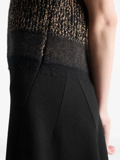 Prada A-line Sleeveless Wool Blend Dress In Black