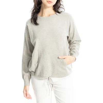 Max Studio Drawstring Hem Pullover Sweater In Gray