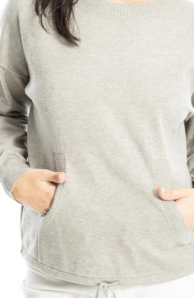 Max Studio Drawstring Hem Pullover Sweater In Gray
