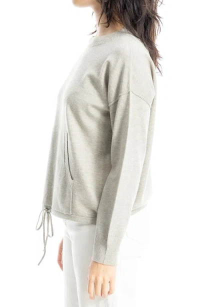 Max Studio Drawstring Hem Pullover Sweater In Gray