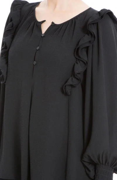 Max Studio Ruffle Shoulder Top In Black