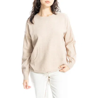 Max Studio Drawstring Hem Pullover Sweater In Neutral