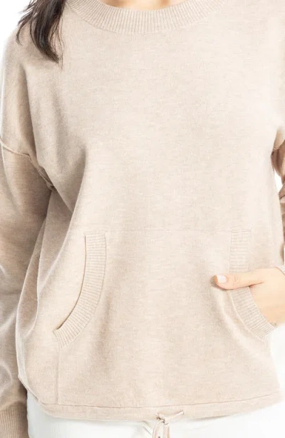 Max Studio Drawstring Hem Pullover Sweater In Neutral