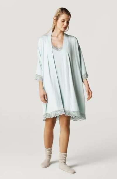 Posh Peanut Lace Trim Robe In Blue