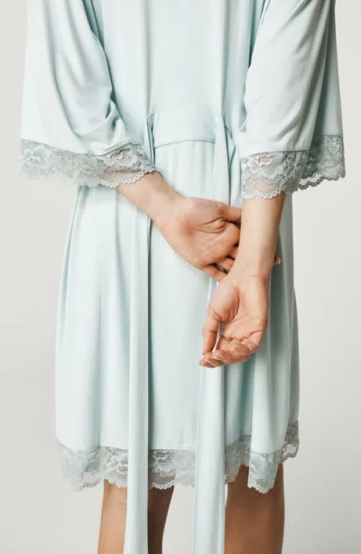 Posh Peanut Lace Trim Robe In Blue