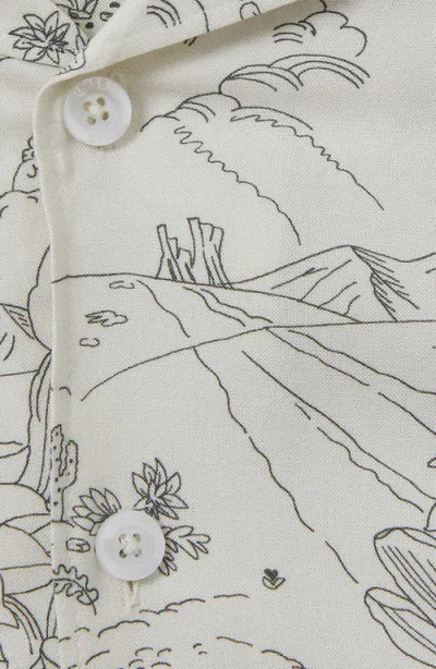 Reiss Kids' Gobi Sr. Cactus Print Short Sleeve Button-up Shirt In Gray