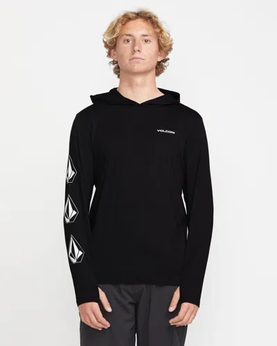 Volcom Men's Largee Iconic Hood Long Sleeve Rashguard In Black