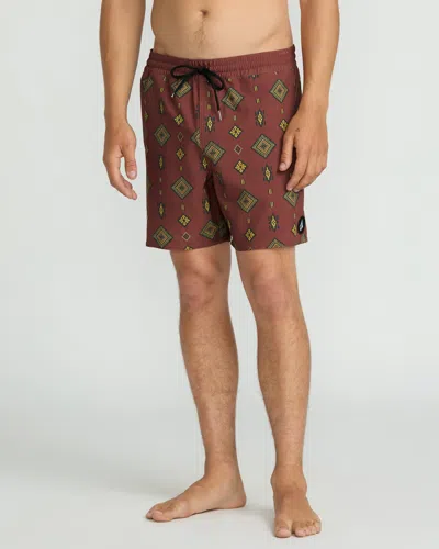 Volcom Men's Lido Print 16" Trunks In Brown