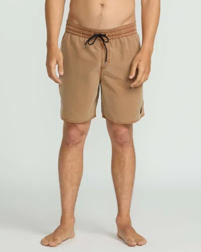 Volcom Men's Center Elastic Waist Trunks In Brown