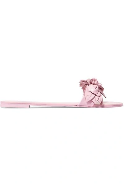 Shop Sophia Webster Lilico Appliquéd Leather Slides In Pink