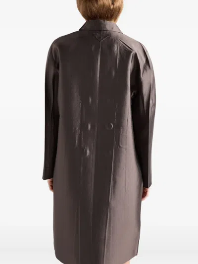 Prada Double-breasted Wool And Silk Coat In Gray