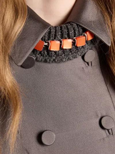 Prada Double-breasted Wool And Silk Coat In Gray