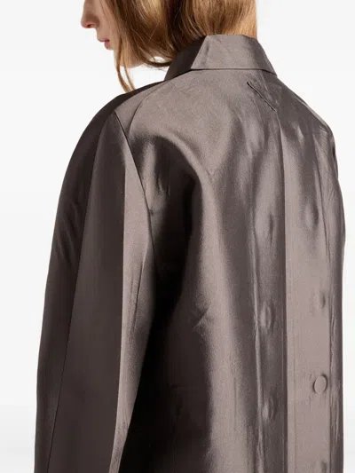 Prada Double-breasted Wool And Silk Coat In Gray