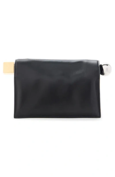 Jacquemus Rectangular Lamb Leather Clutch With Rolled Handle In Black
