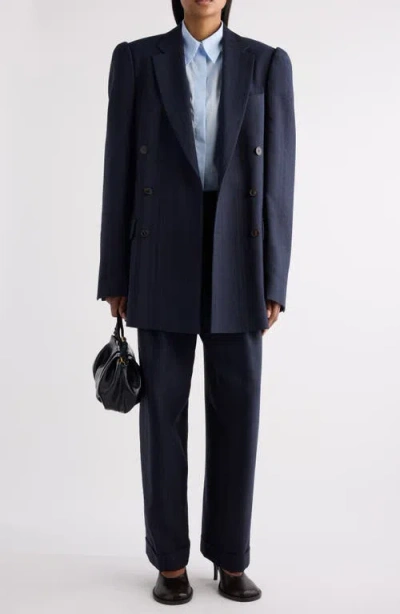 Dries Van Noten Bafy Double Breasted Stripe Jacquard Blazer In Blue