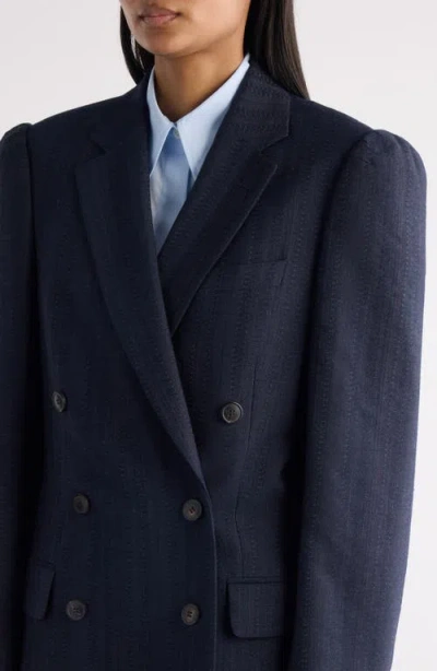 Dries Van Noten Bafy Double Breasted Stripe Jacquard Blazer In Blue