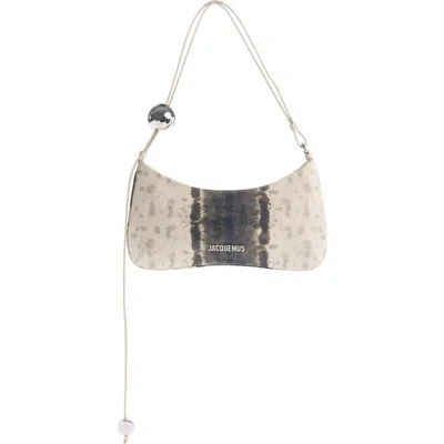 Jacquemus Curved Textured Shoulder Bag With Metallic Embellishments