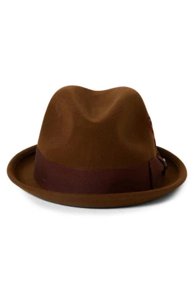 Brixton Gain Wool Fedora In Brown