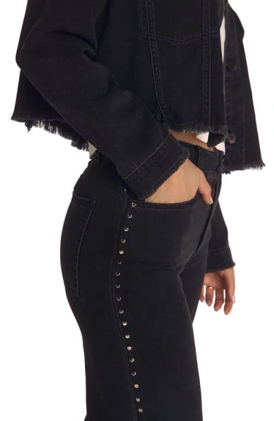 Bella Dahl Anya Studded High Rise Wide Leg Jeans In Moon Shadow In Black