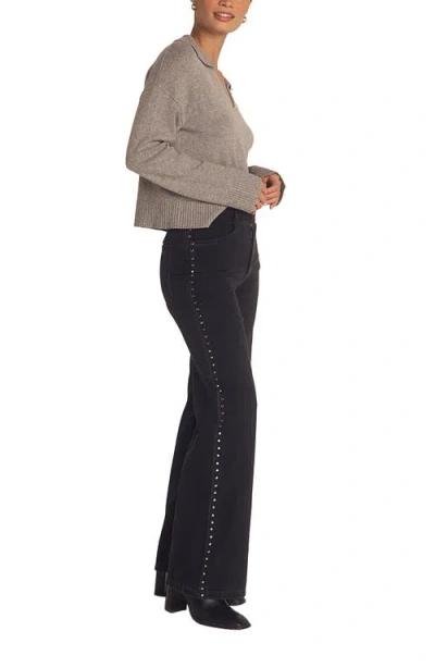 Bella Dahl Anya Studded High Rise Wide Leg Jeans In Moon Shadow In Black