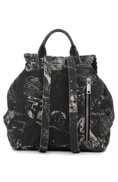 Desigual Mixed Media Canvas Backpack In Black