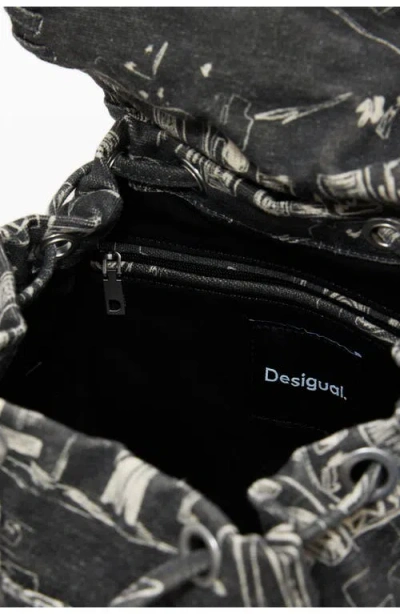 Desigual Mixed Media Canvas Backpack In Black