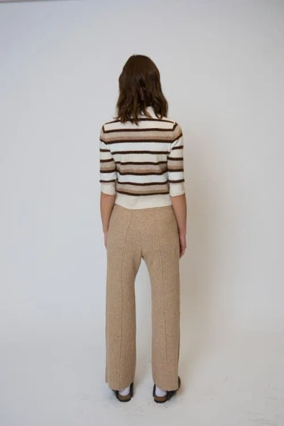 Central Park West Ash Striped Half Sleeve Crew In Neutral