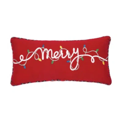 C & F Home C&f Home Christmas Lights "merry" Accent Pillow, 9" X 20" In Red