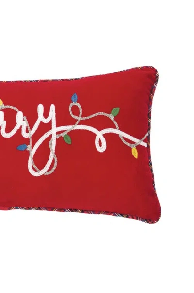 C & F Home C&f Home Christmas Lights "merry" Accent Pillow, 9" X 20" In Red
