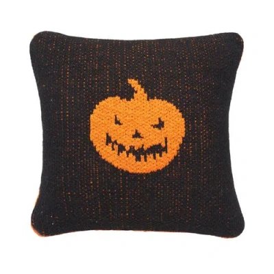 C & F Home C&f Home Jack O' Lantern Cotton Knit Small 10" X 10" Autumn Fall Accent Pillow In Black