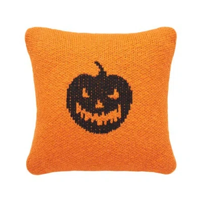 C & F Home C&f Home Jack O' Lantern Cotton Knit Small 10" X 10" Autumn Fall Accent Pillow In Black