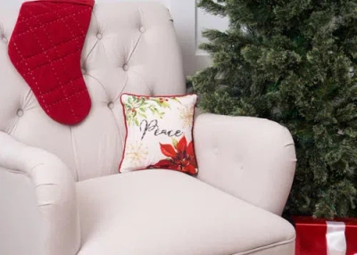 C & F Home C&f Home Peace Poinsettia Small/petite Christmas Accent Pillow, 10" X 10" In Multi