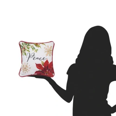 C & F Home C&f Home Peace Poinsettia Small/petite Christmas Accent Pillow, 10" X 10" In Multi