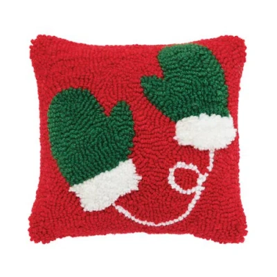 C & F Home C&f Home Mittens Hooked Small Christmas Accent Pillow, 8" X 8" In Red