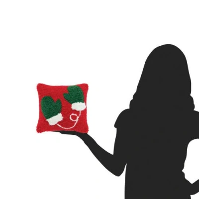 C & F Home C&f Home Mittens Hooked Small Christmas Accent Pillow, 8" X 8" In Red