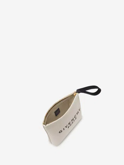 Givenchy Womens Beige Black Brand-print Cotton-blend Pouch In White