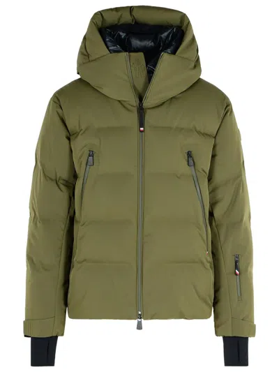 Moncler Nylon Down Jacket Featuring Adjustable Elements In Green