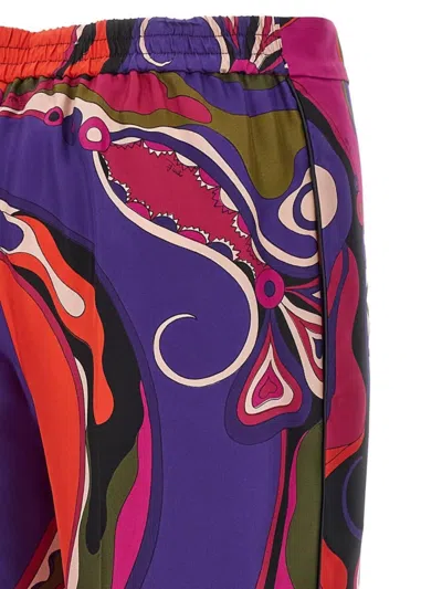 Pucci Printed Trousers With Elastic Waistband And Pockets In Multi