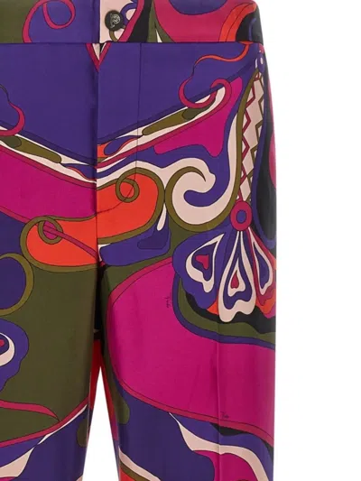 Pucci Printed Trousers With Elastic Waistband And Pockets In Multi