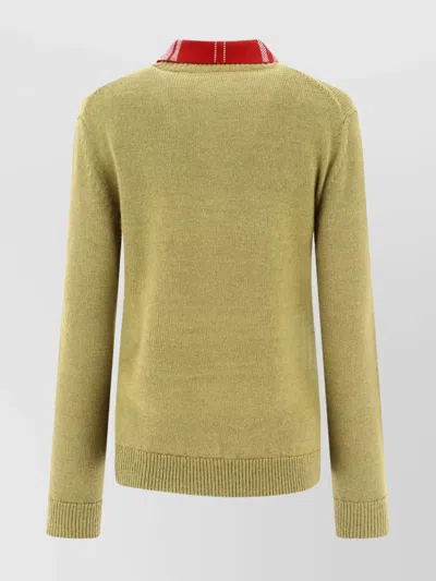 Loewe Double-layered Alpaca Blend Sweater With Polo Detail In Multi