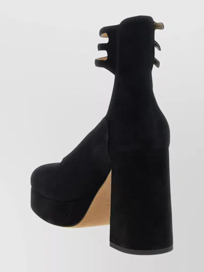 Chloé Loti Suede Platform Block-heel Pumps In Black